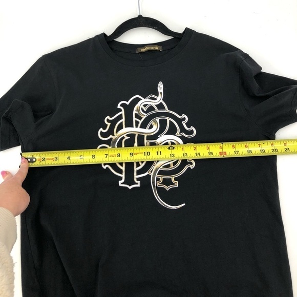 Roberto Cavalli Size Large Snake Logo Tee Shirt Logo Monogram Top Short Sleeve - Picture 8 of 10
